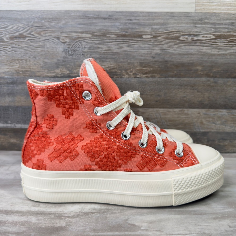 Converse Chuck Taylor All Star Lift High Women Sz 7 Platform Shoes Bright Madder